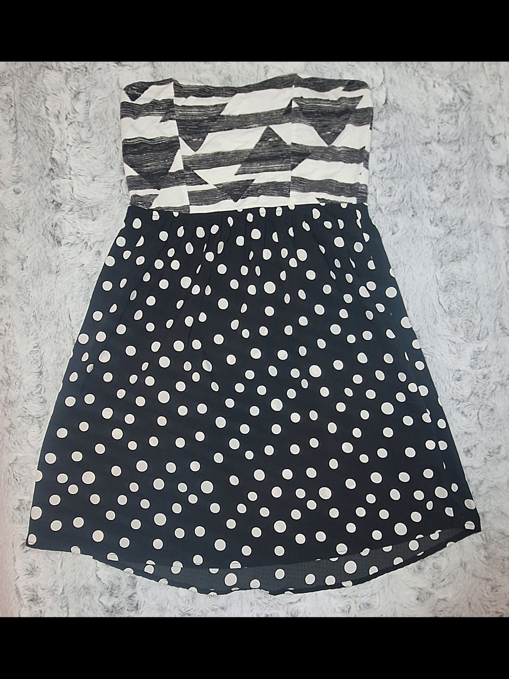 Roxy Black and White Strapless Polka Dot Dress